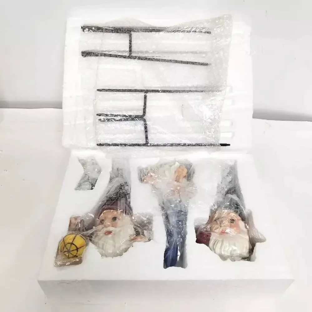 New Set of 3 Peeping Gnomes Garden Statues - Whimsical Fairy Garden Decor - Picture 2 of 6